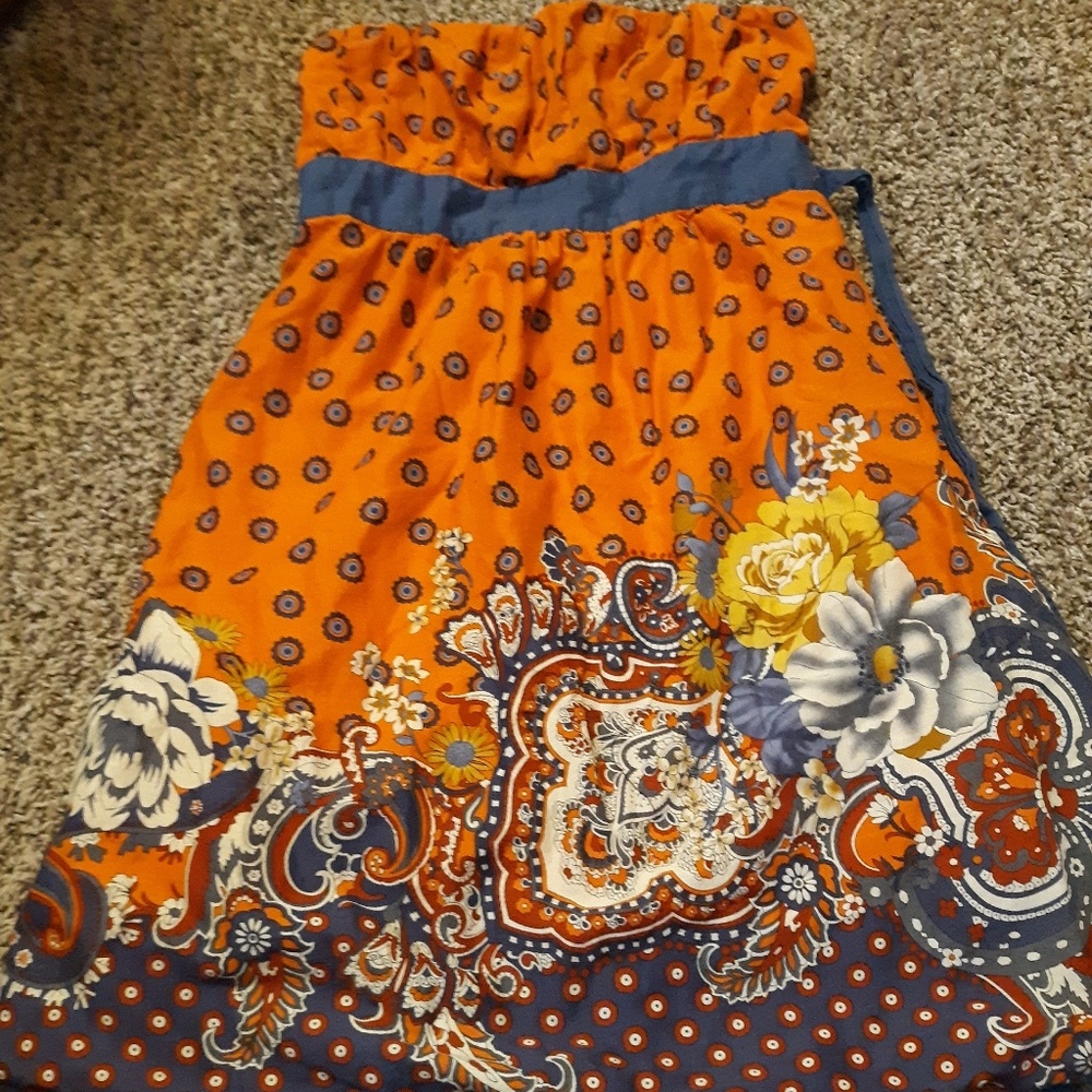 Orange Strapless Dress